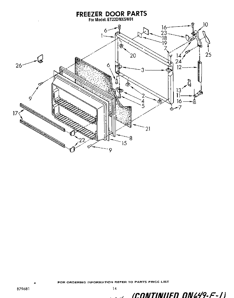 FREEZER DOOR , MISCELLANEOUS Diagram and Parts List for ET22DMXSW01  Whirlpool Refrigerator