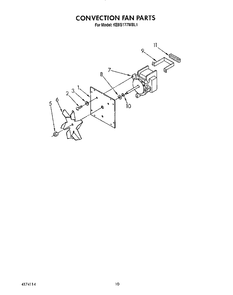 CONVECTION FAN Diagram and Parts List for KEBS177WAL1  KitchenAid Wall Oven