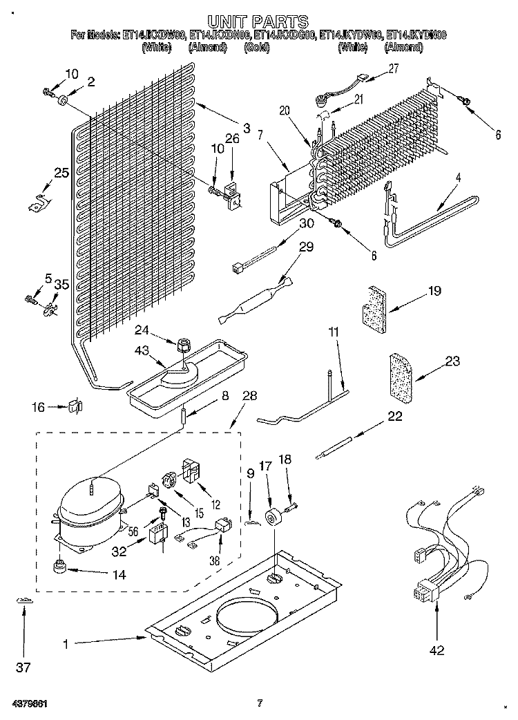 UNIT Diagram and Parts List for ET14JKYDN00  Whirlpool Refrigerator
