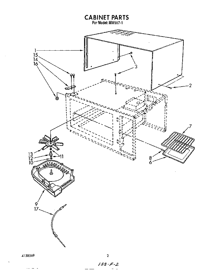 CABINET Diagram and Parts List for MW5571  Roper Microwave