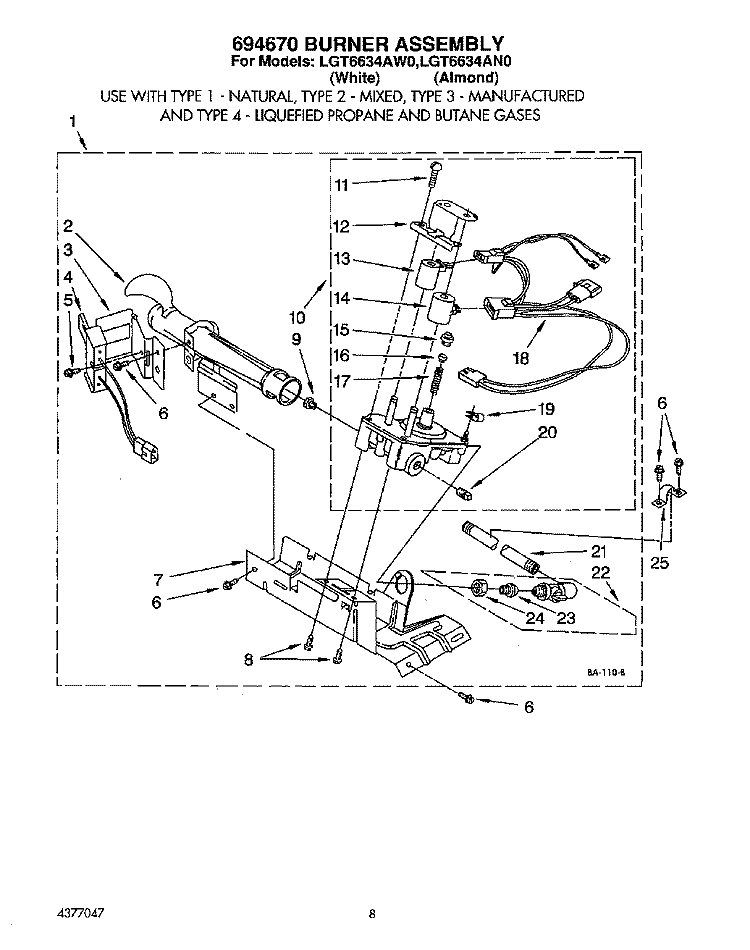 SECTION Diagram and Parts List for LGT6634AW0  Whirlpool Dryer
