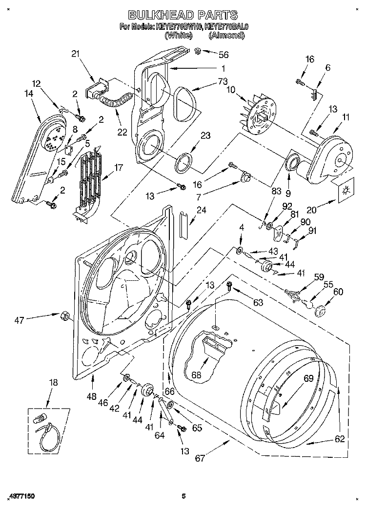 SECTION Diagram and Parts List for KEYE770BWH0  KitchenAid Dryer