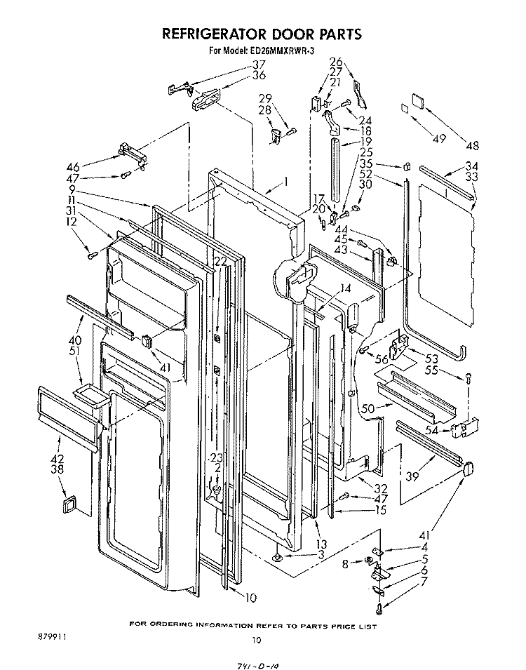 REFRIGERATOR DOOR Diagram and Parts List for ED26MMXRWR3  Whirlpool Refrigerator