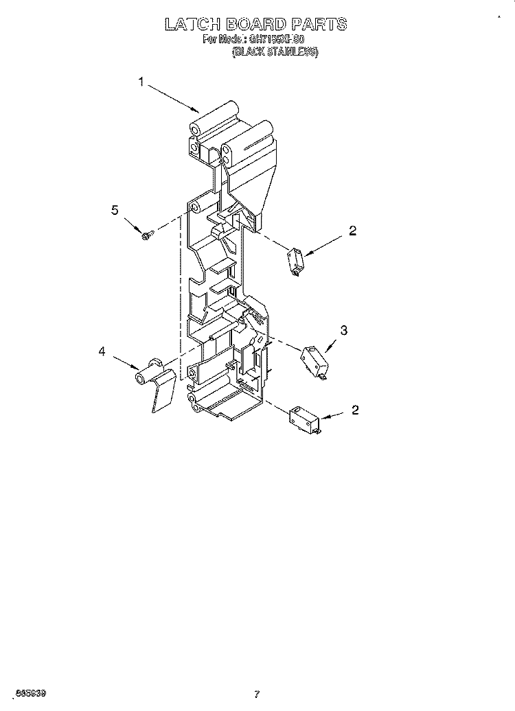LATCH BOARD Diagram and Parts List for GH7155XHS0  Whirlpool Microwave