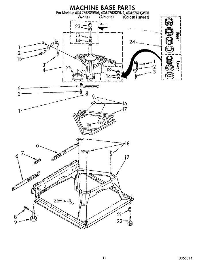 MACHINE BASE Diagram and Parts List for 4CA2762XWW0  Whirlpool Washer
