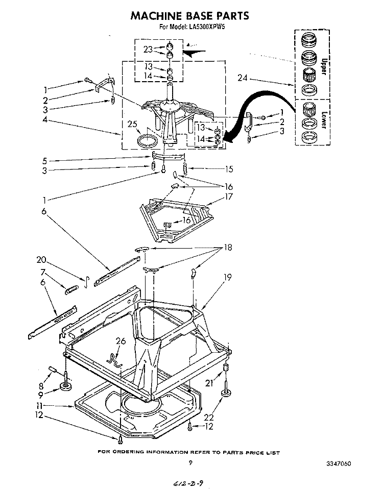 MACHINE BASE Diagram and Parts List for LA5300XPW5  Whirlpool Washer