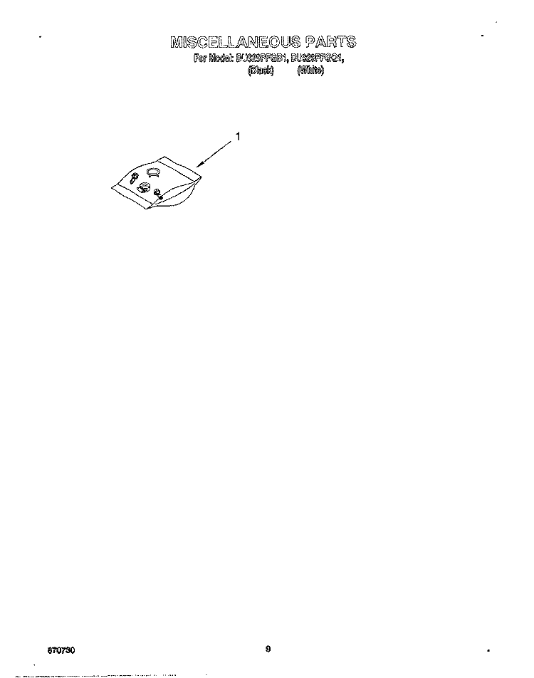 MISCELLANEOUS, LIT/OPTIONAL Diagram and Parts List for DU929PFGQ1  Whirlpool Dishwasher