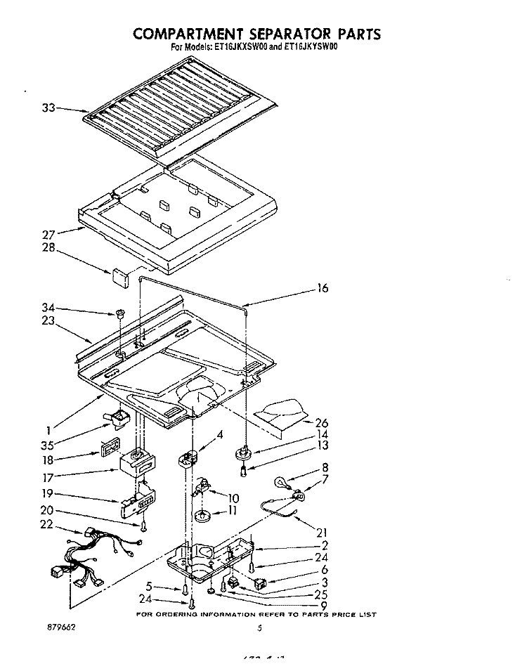 COMPARTMENT SEPARATOR Diagram and Parts List for ET16JKYSW00  Whirlpool Refrigerator