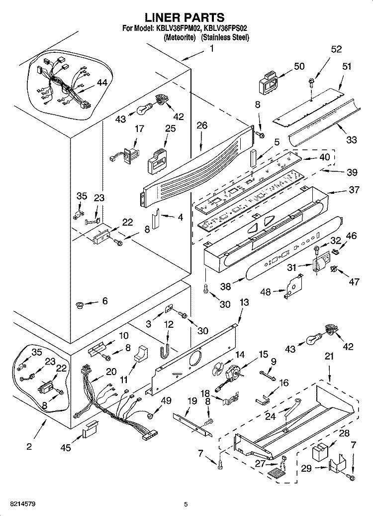LINER PARTS Diagram and Parts List for KBLV36FPS02  KitchenAid Refrigerator