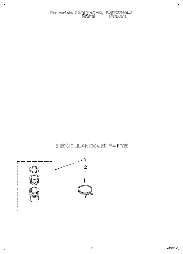 MISCELLANEOUS Diagram and Parts List for RAP5244AL0  Whirlpool Washer