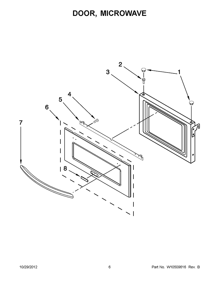 DOOR, MICROWAVE Diagram and Parts List for KBHS109BSS00  KitchenAid Microwave