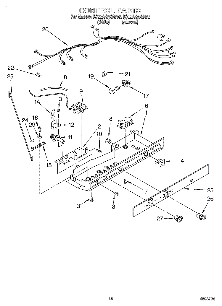 CONTROL Diagram and Parts List for RS22AQXGN02  Roper Refrigerator
