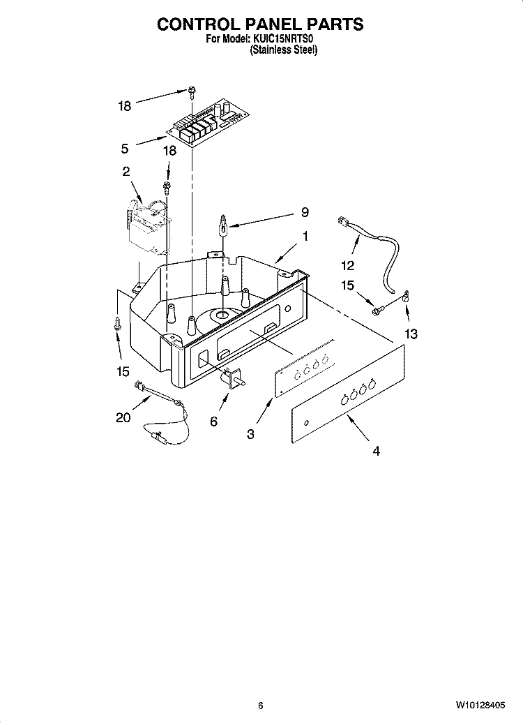 CONTROL PANEL PARTS Diagram and Parts List for KUIC15NRTS0  KitchenAid Ice Maker