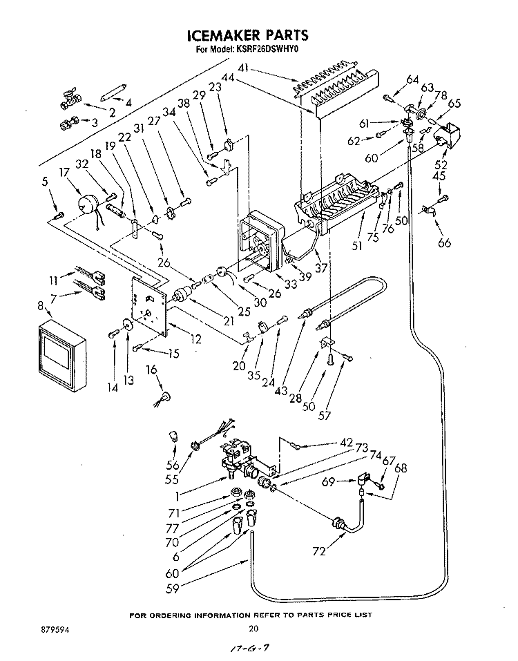 ICE MAKER, AIR FLOW AND CONTROL Diagram and Parts List for KSRF26DSWHY0  KitchenAid Refrigerator
