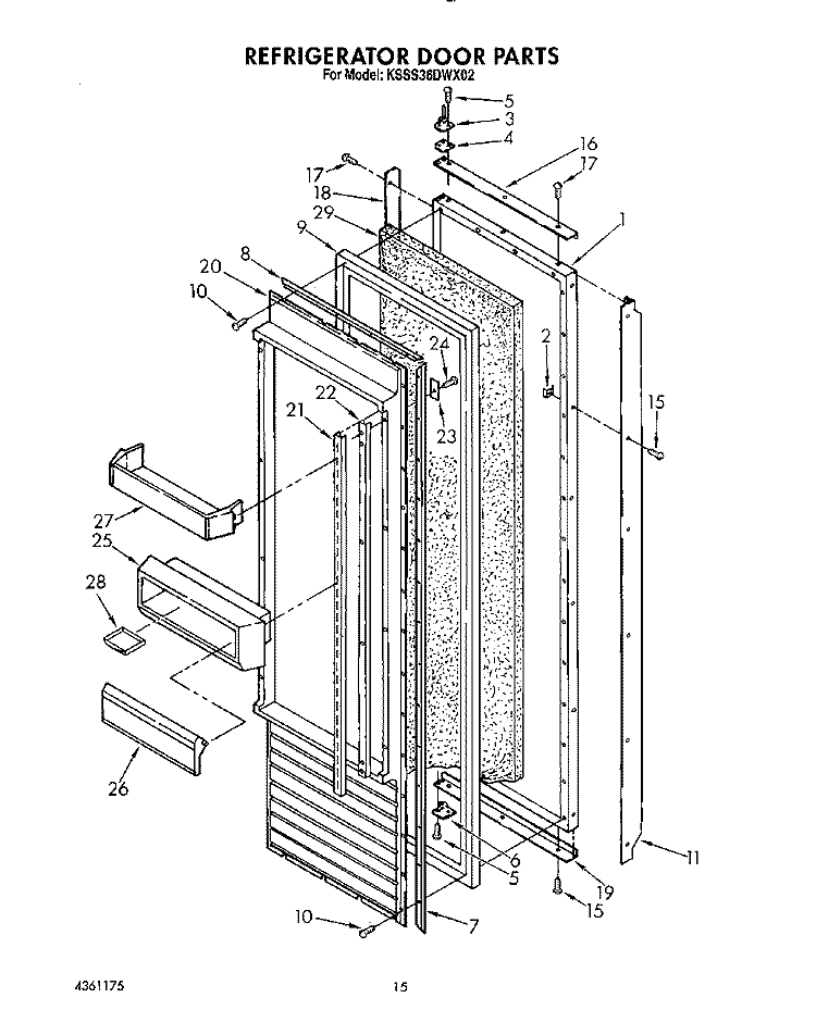 REFRIGERATOR DOOR Diagram and Parts List for KSSS36DWX02  KitchenAid Refrigerator