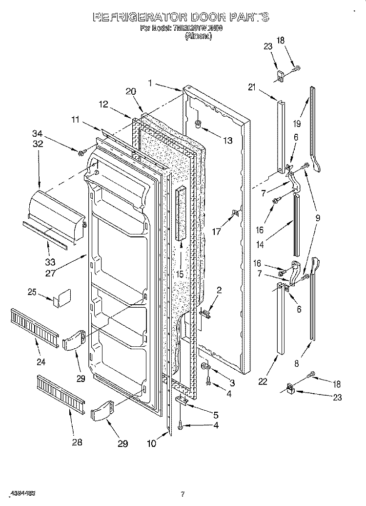 REFRIGERATOR DOOR Diagram and Parts List for 7MED20TWDN00  Whirlpool Refrigerator