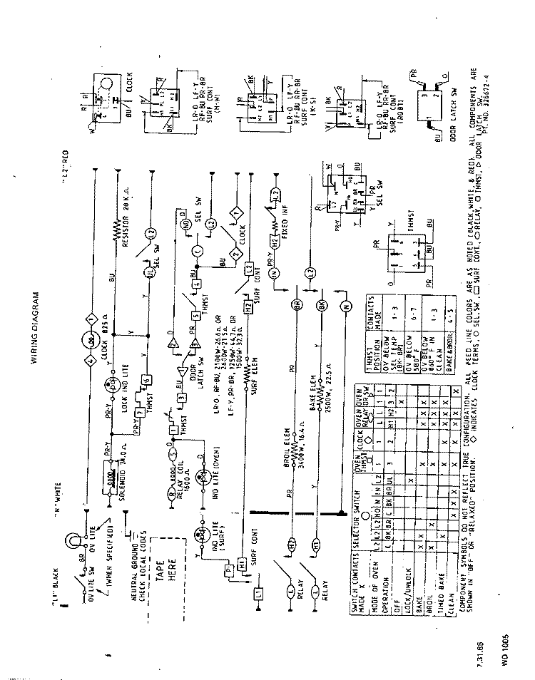 WIRING DIAGRAM Diagram and Parts List for 2374W1A  Roper Range