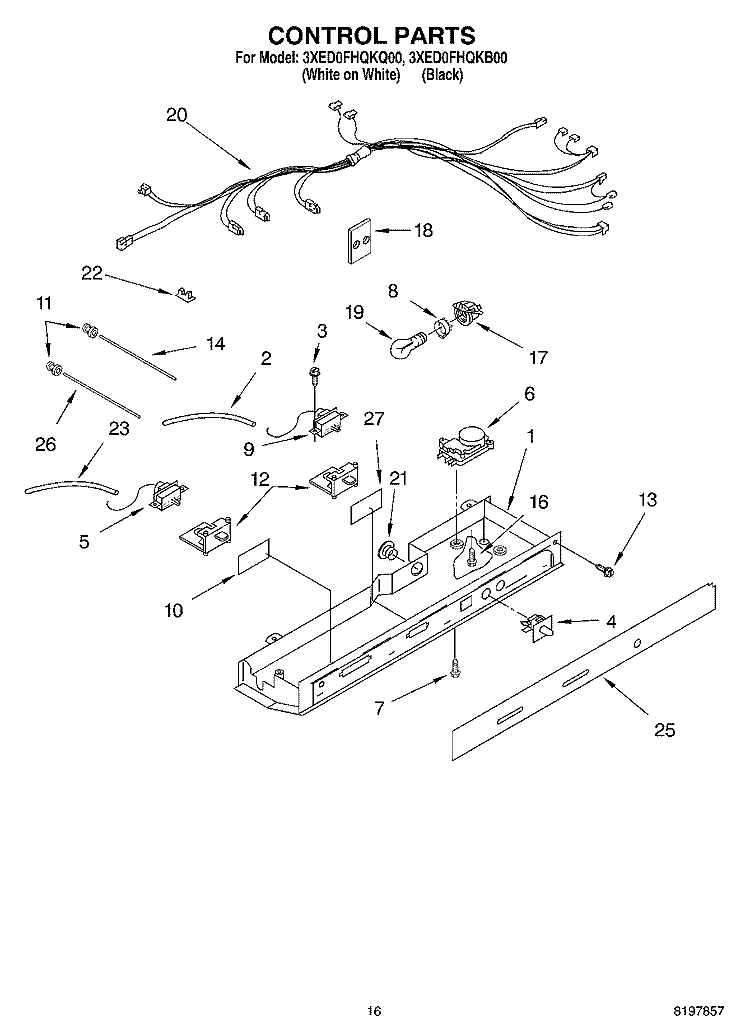 CONTROL Diagram and Parts List for 3XED0FHQKQ00  Whirlpool Refrigerator