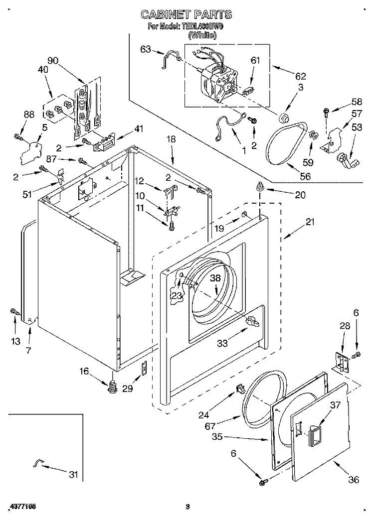 SECTION Diagram and Parts List for TEDL400BW0  Whirlpool Dryer