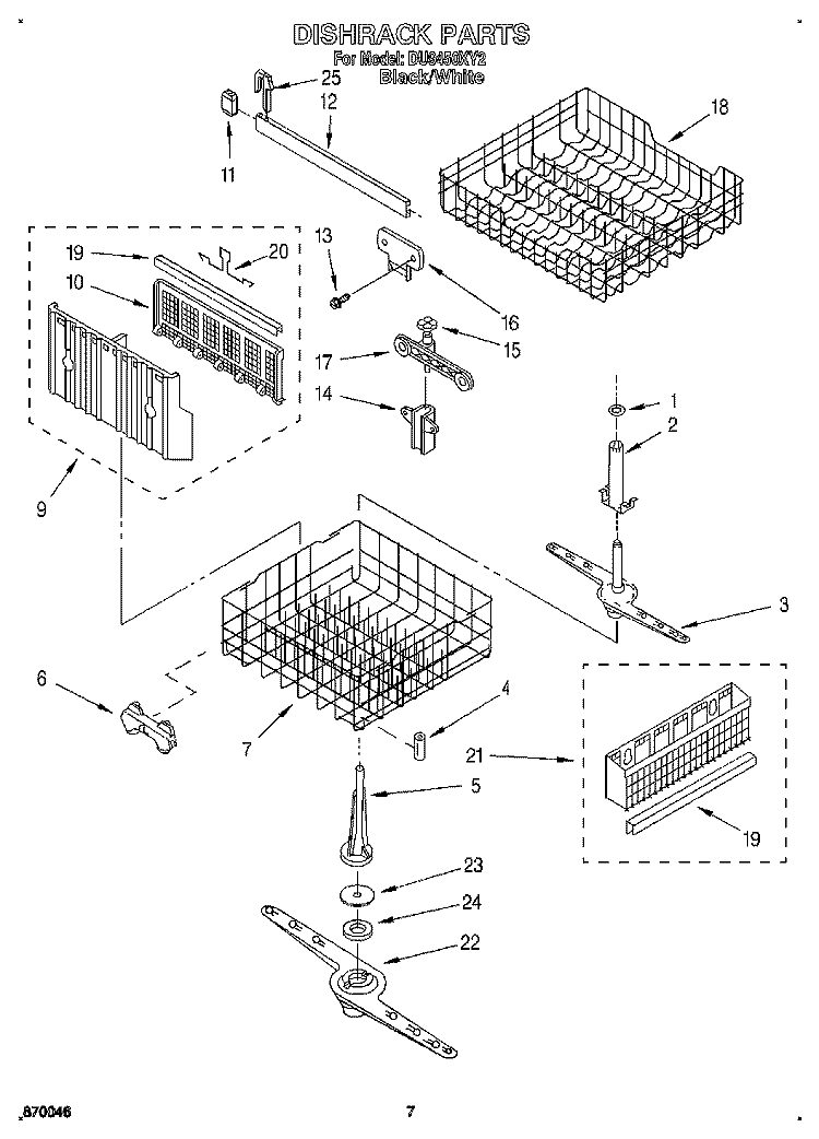 DISHRACK, LIT/OPTIONAL Diagram and Parts List for DU9450XY2  Whirlpool Dishwasher