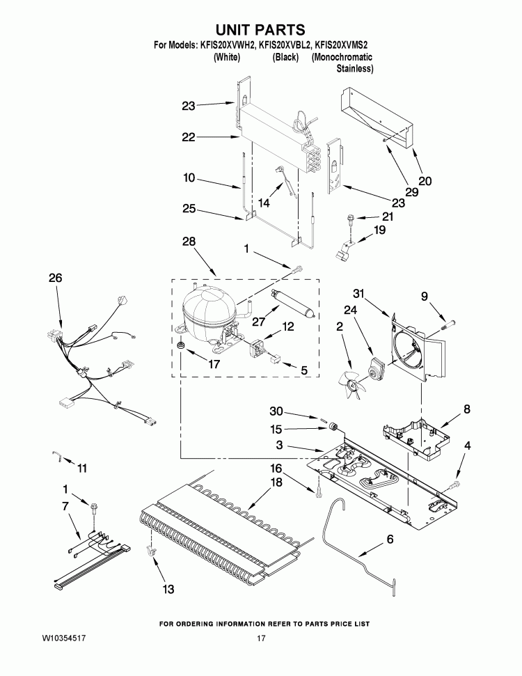 UNIT PARTS Diagram and Parts List for KFIS20XVBL2  KitchenAid Refrigerator