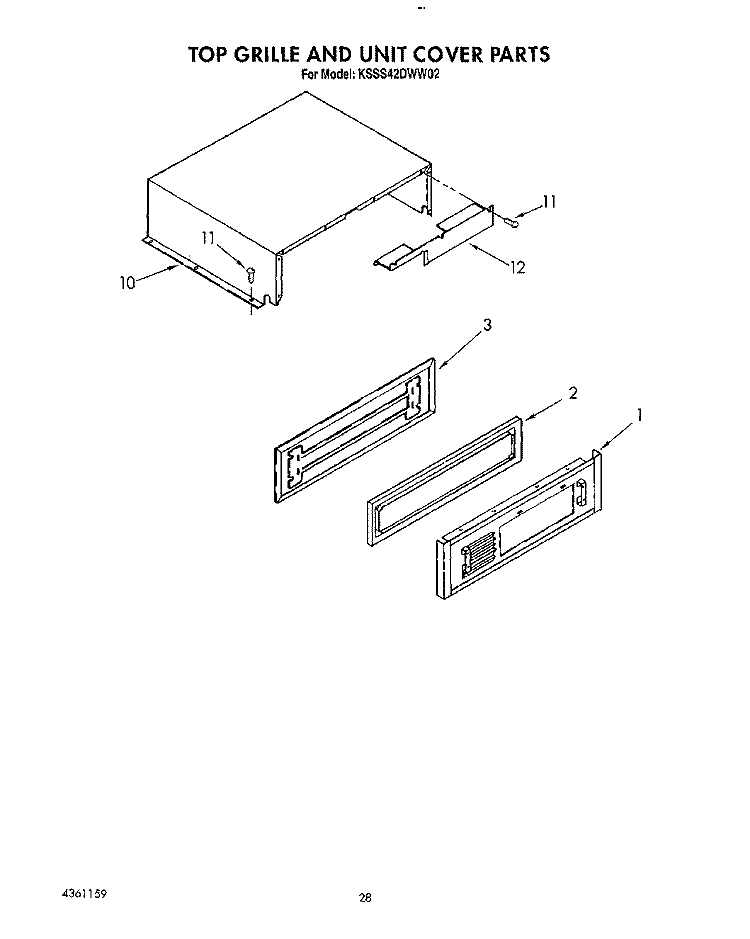 TOP GRILLE AND UNIT COVER Diagram and Parts List for KSSS42DWW02  KitchenAid Refrigerator