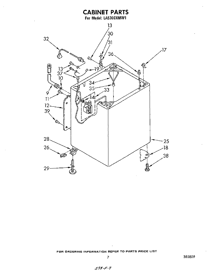 CABINET Diagram and Parts List for LA5300XMW1  Whirlpool Washer