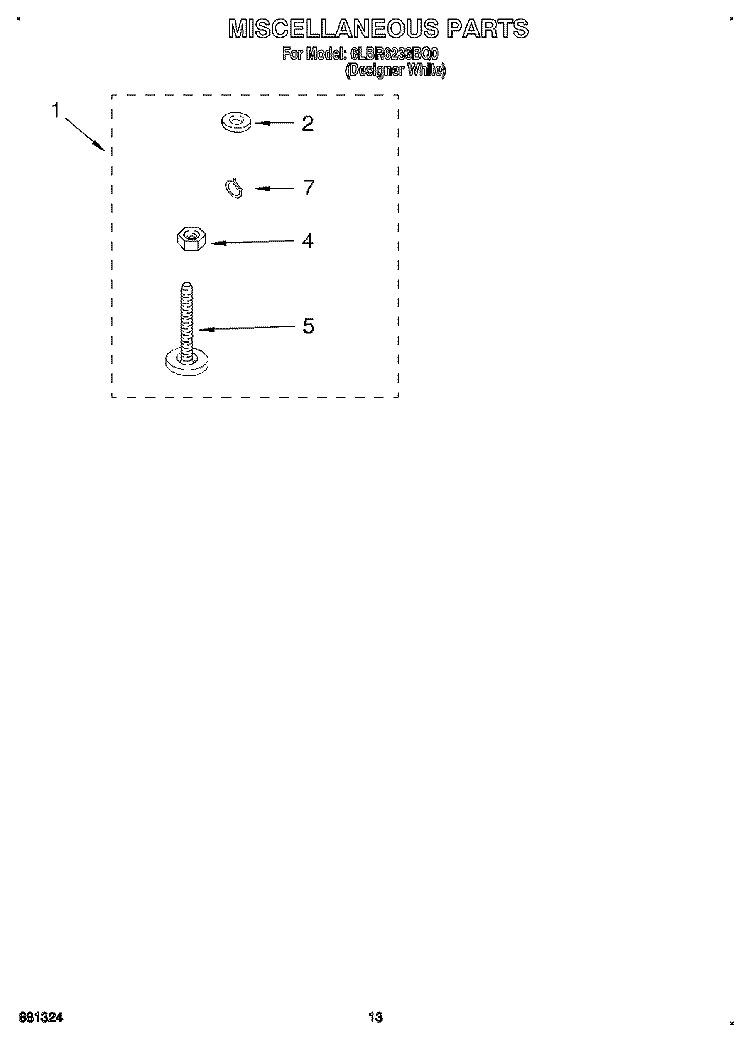 MISCELLANEOUS, LIT/OPTIONAL Diagram and Parts List for 6LBR6233BQ0  Whirlpool Washer