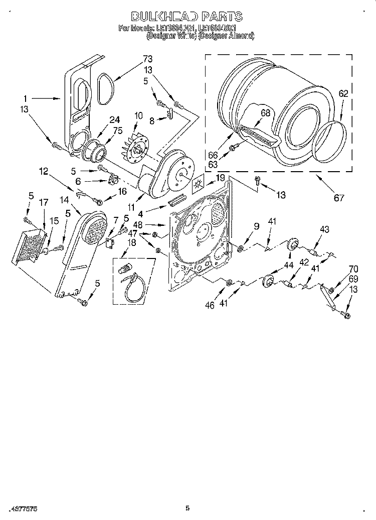SECTION Diagram and Parts List for LET6634DQ1  Whirlpool Dryer
