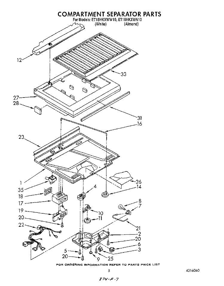 COMPARTMENT SEPARATOR Diagram and Parts List for ET18HKXWW10  Whirlpool Refrigerator