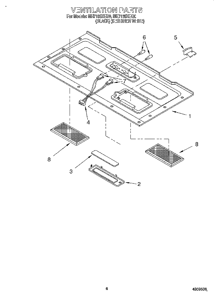VENTILATION Diagram and Parts List for MH7135XEB0  Whirlpool Microwave