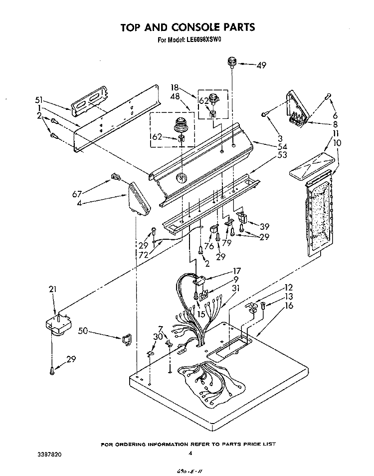 SECTION Diagram and Parts List for LE6098XSW0  Whirlpool Dryer
