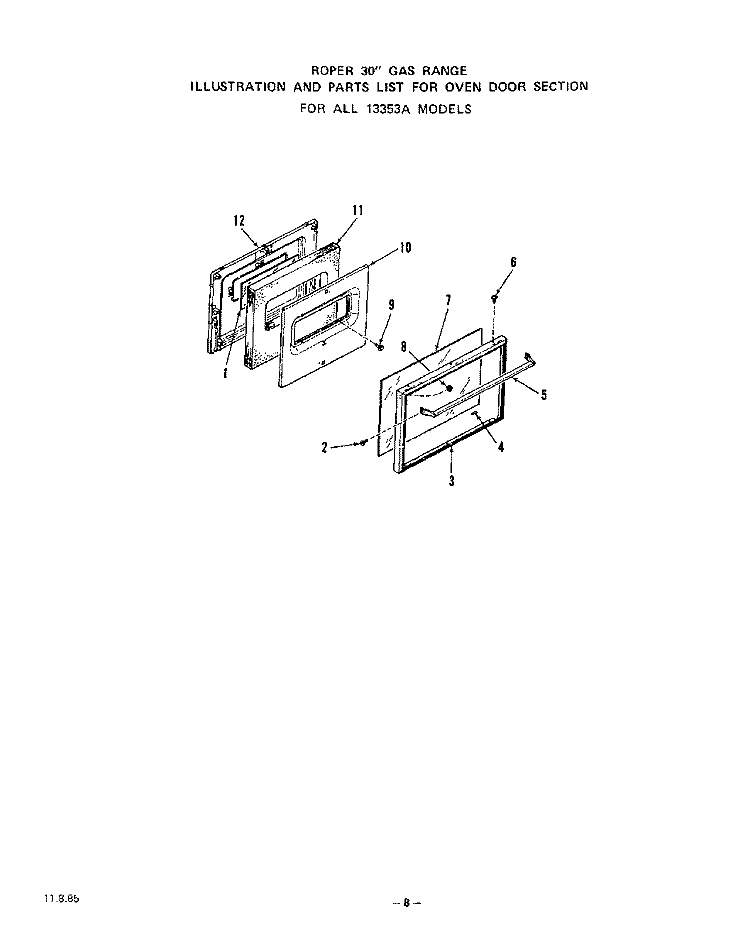 WIRING DIAGRAM Diagram and Parts List for 1335W3A  Roper Range