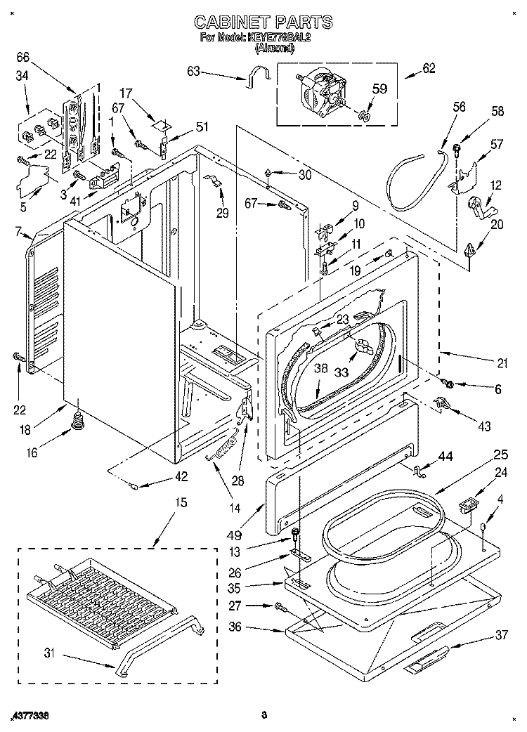 SECTION Diagram and Parts List for KEYE778BAL2  KitchenAid Dryer