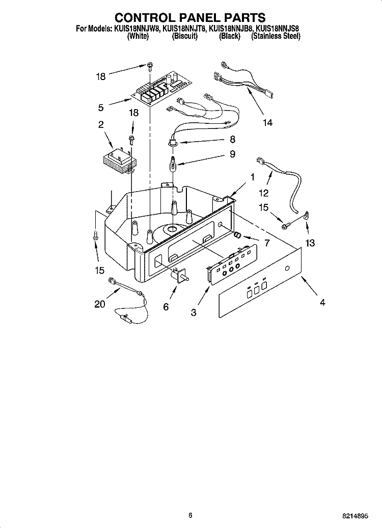 CONTROL PANEL PARTS Diagram and Parts List for KUIS18NNJB8  KitchenAid Ice Maker