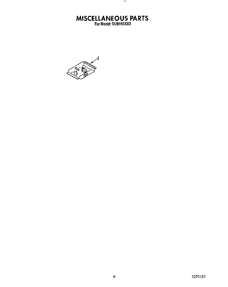 MISCELLANEOUS, LIT/OPTIONAL Diagram and Parts List for DU8150XX0  Whirlpool Dishwasher