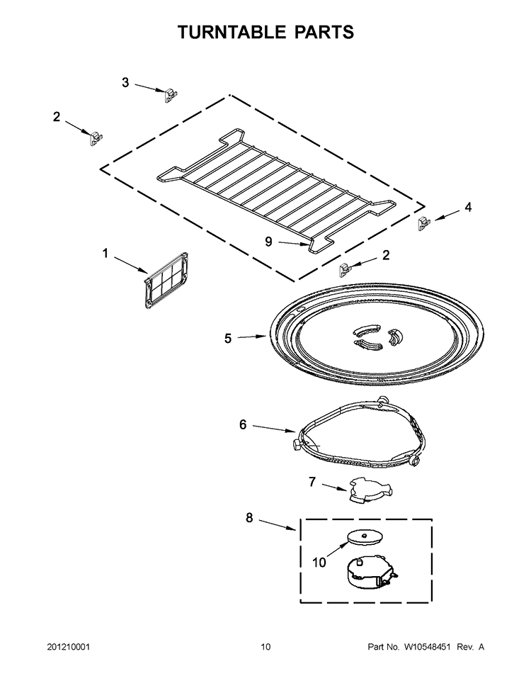 TURNTABLE PARTS Diagram and Parts List for WMH75520AS0  Whirlpool Microwave