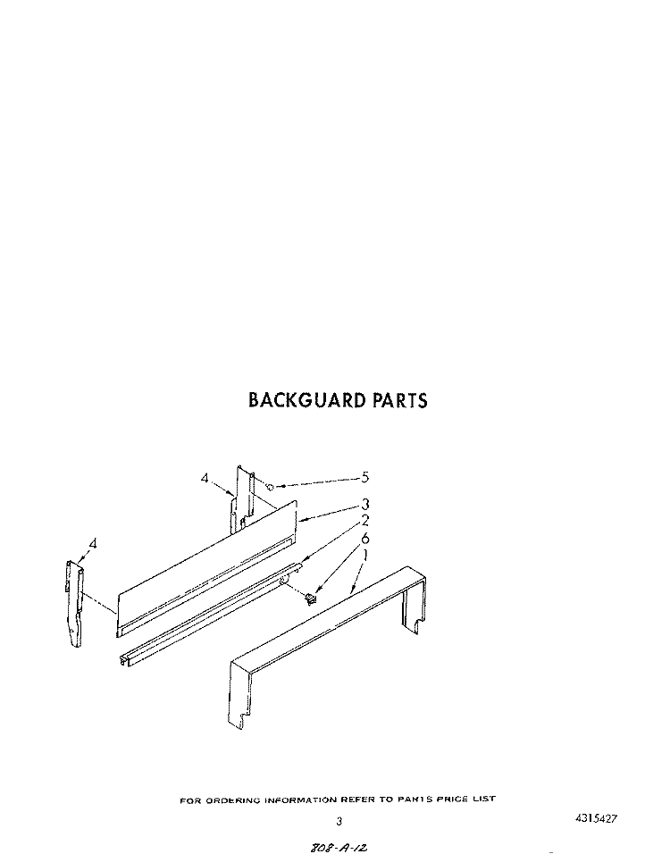 BACKGUARD Diagram and Parts List for SF305EERW5  Whirlpool Range