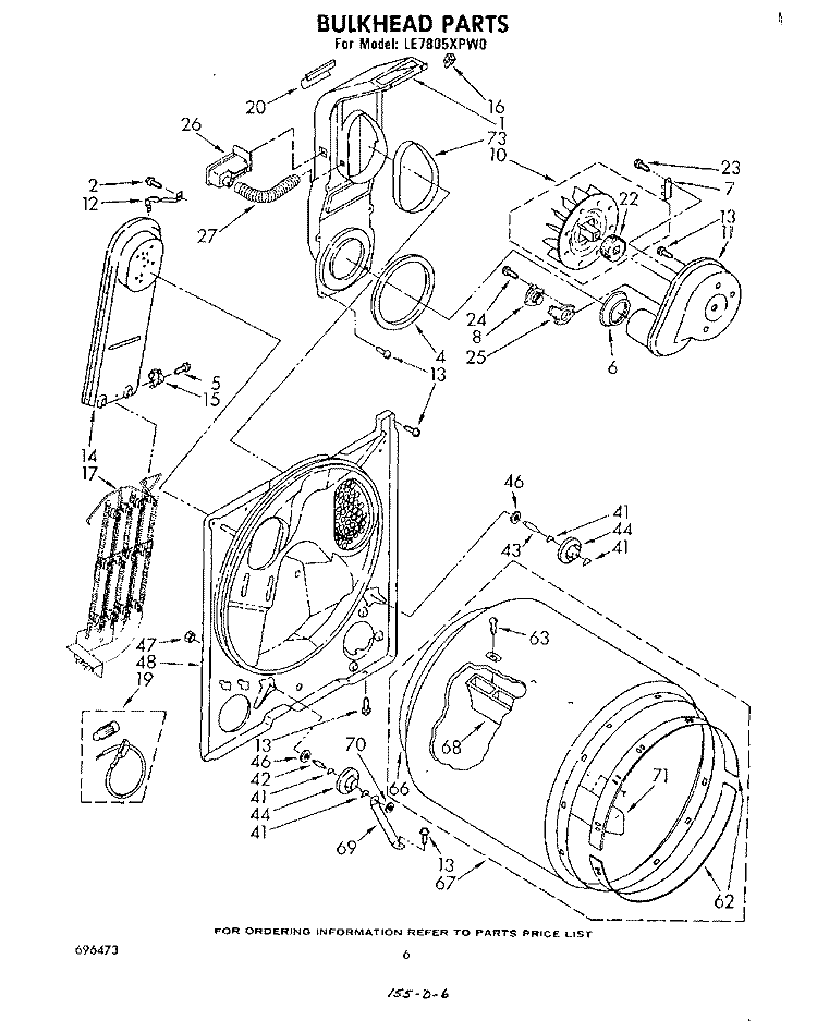 SECTION Diagram and Parts List for LE7805XPW0  Whirlpool Dryer
