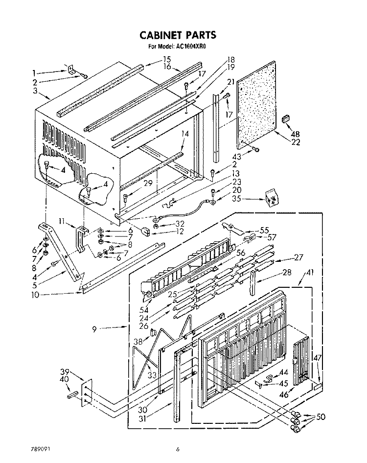 CABINET, LIT/OPTIONAL Diagram and Parts List for AC1604XR0  Whirlpool Air Conditioner