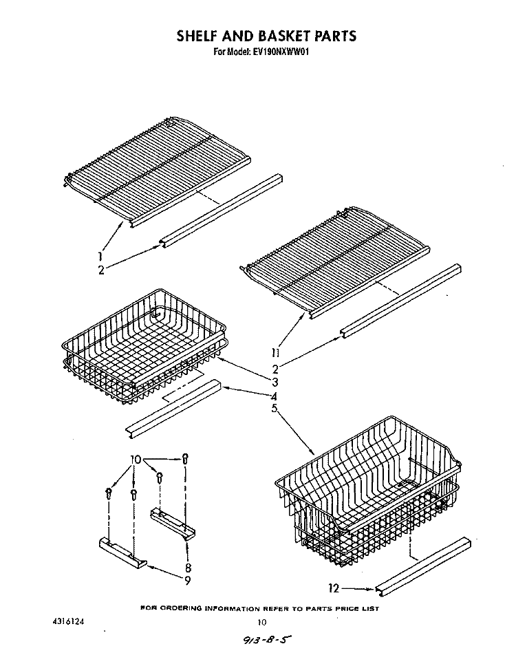 SHELF AND BASKET Diagram and Parts List for EV190NXWN01  Whirlpool Freezer