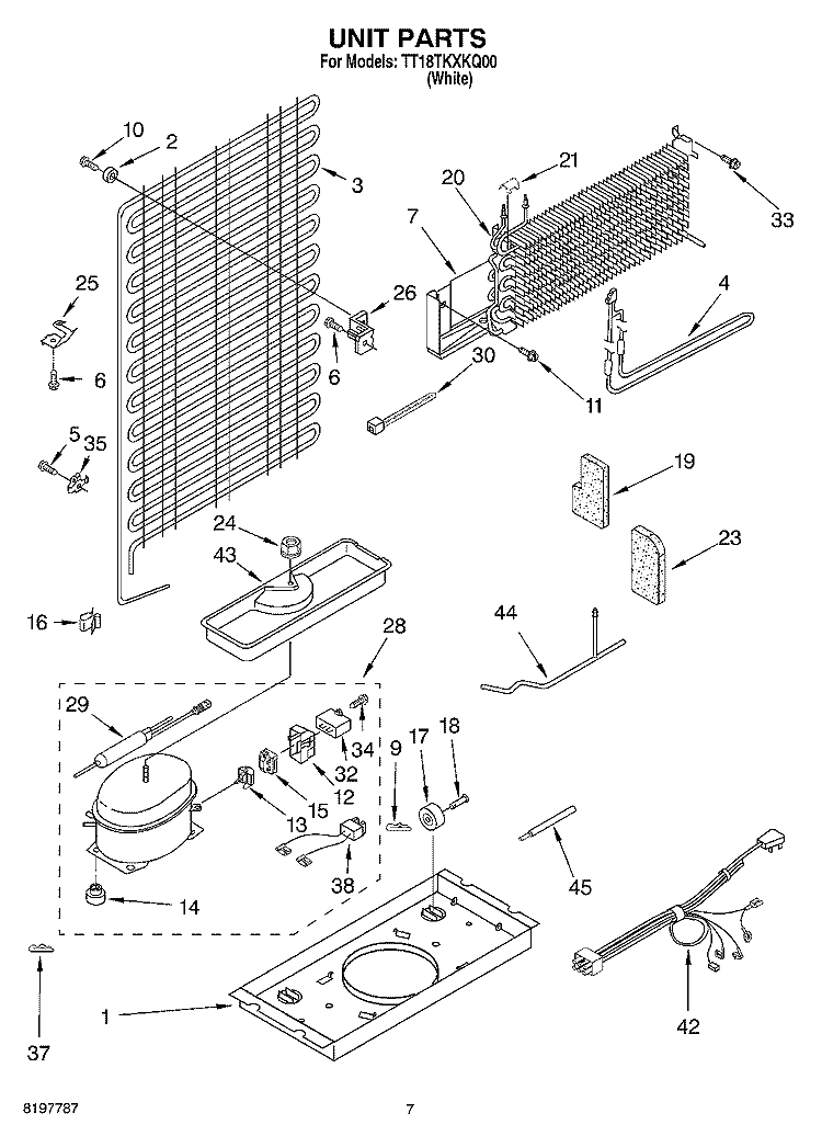 UNIT Diagram and Parts List for TT18TKXKQ00  Estate Refrigerator