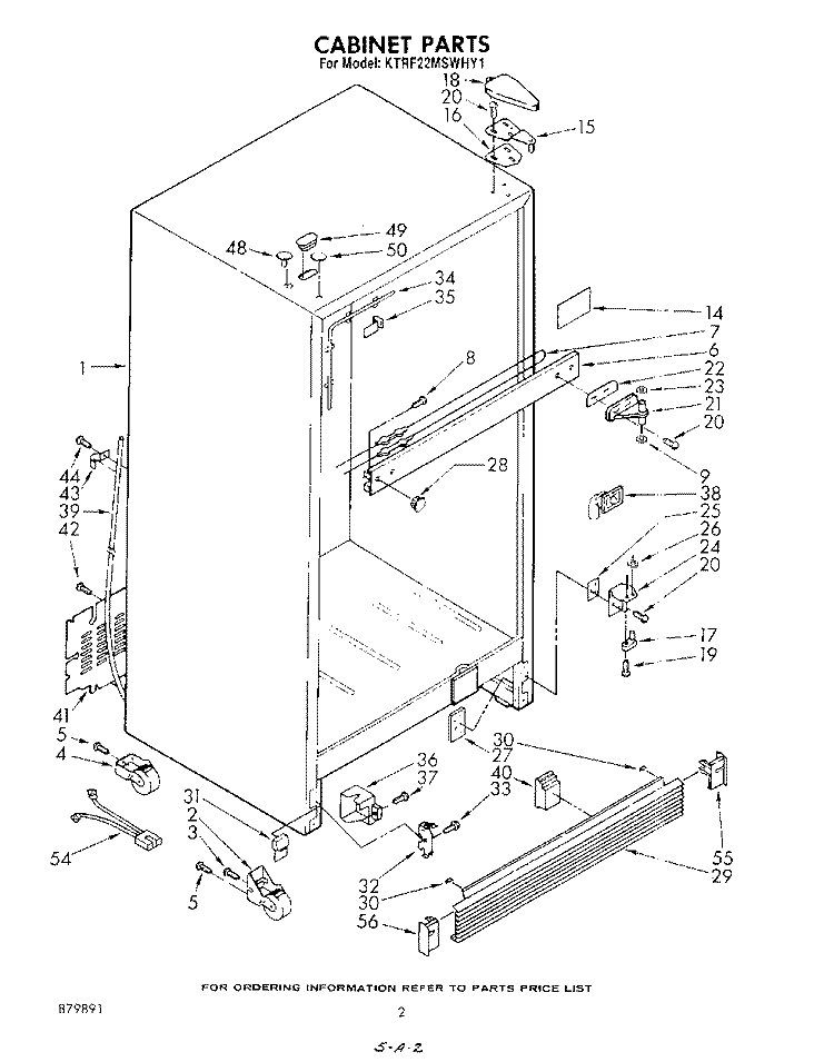 CABINET Diagram and Parts List for KTRF22MSTOY1  Whirlpool Refrigerator
