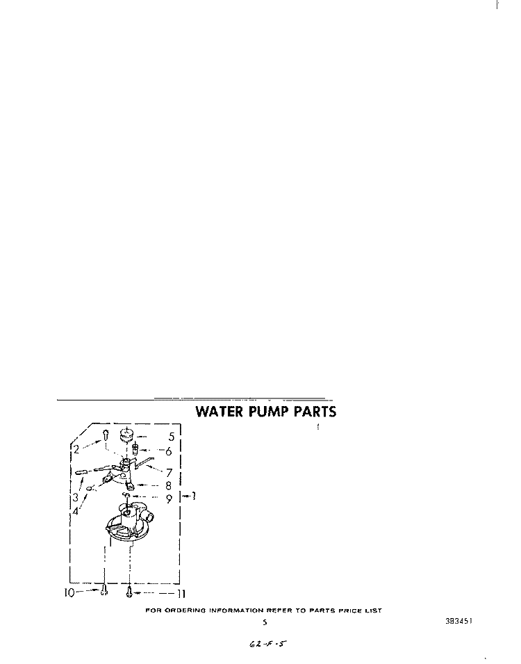 WATER PUMP Diagram and Parts List for LA5880XKW2  Whirlpool Washer