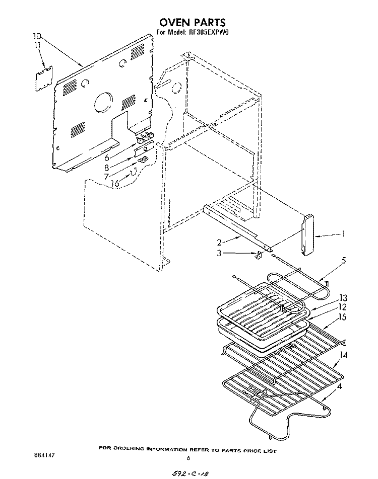 SECTION Diagram and Parts List for RF305EXPW0  Whirlpool Range