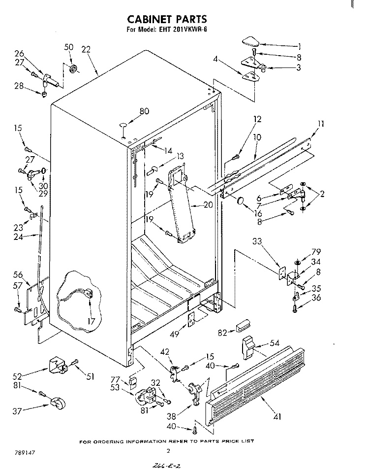 CABINET Diagram and Parts List for EHT201VKWR6  Whirlpool Refrigerator