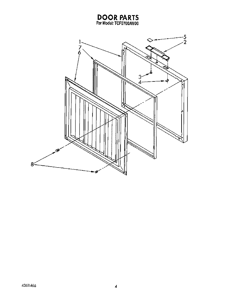 SECTION Diagram and Parts List for TCF0700AW00  Whirlpool Freezer