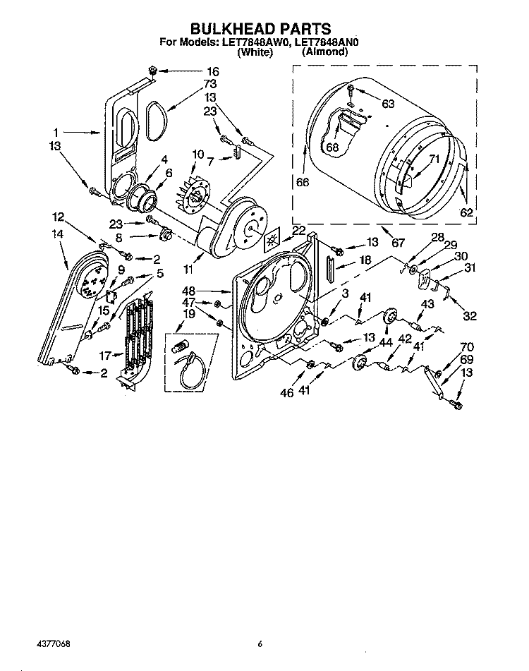 SECTION Diagram and Parts List for LET7848AW0  Whirlpool Dryer