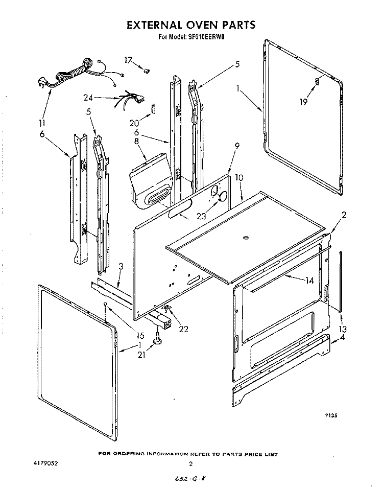 EXTERNAL OVEN Diagram and Parts List for SF010EERW0  Whirlpool Range