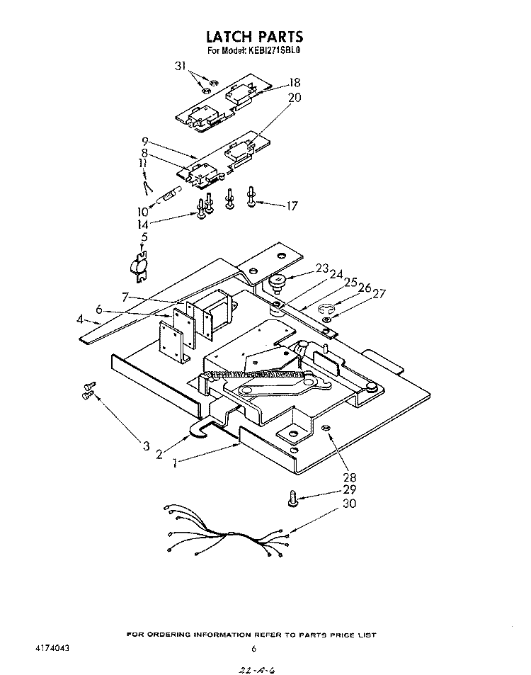 LATCH Diagram and Parts List for KEBI271SBL0  KitchenAid Wall Oven